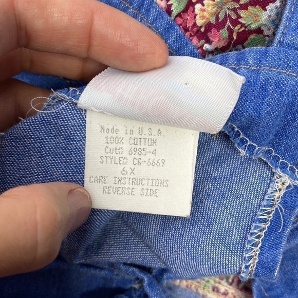 Vintage Cherokee Denim Floral Jumper Dress Size 6X 90s - Picture 5 of 6